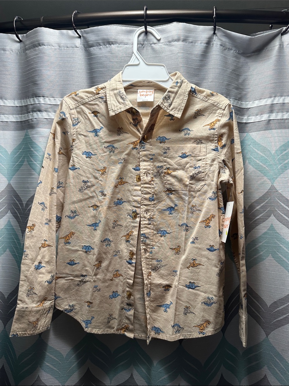 jumping beans Beige Dinosaur-Print Button-Down Shirt
